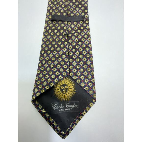 Tachi Taylor New York Classic Silk Tie Geometric Design Sewn Sun Tipping - Picture 5 of 15